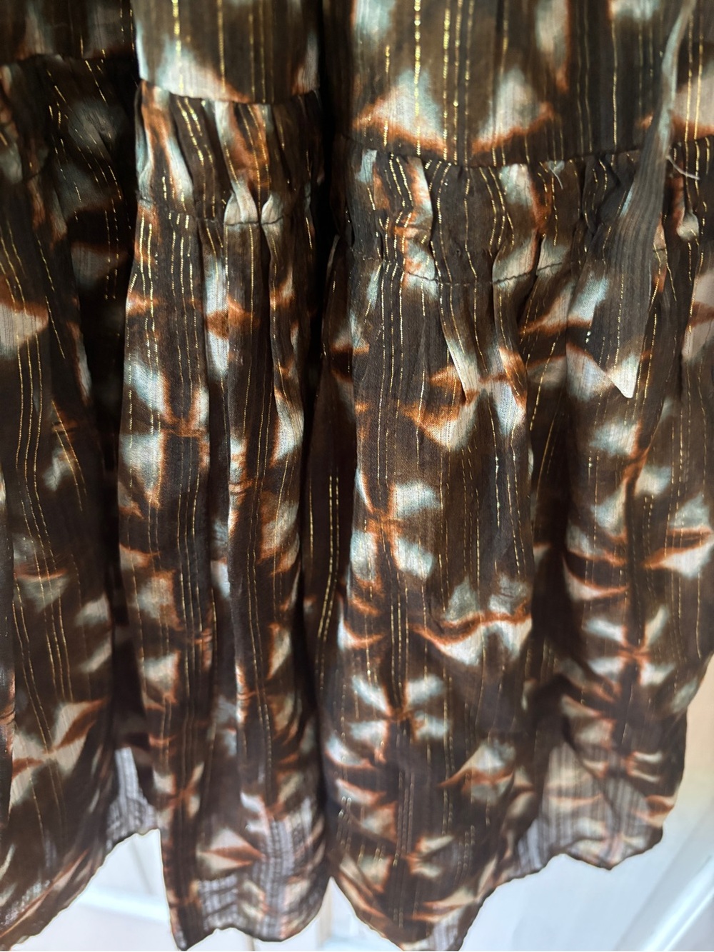 Ulla Johnson Tunis Midi Dress 100% Silk Olive Prism Metallic Puff Sleeve Size 4 - Picture 11 of 16